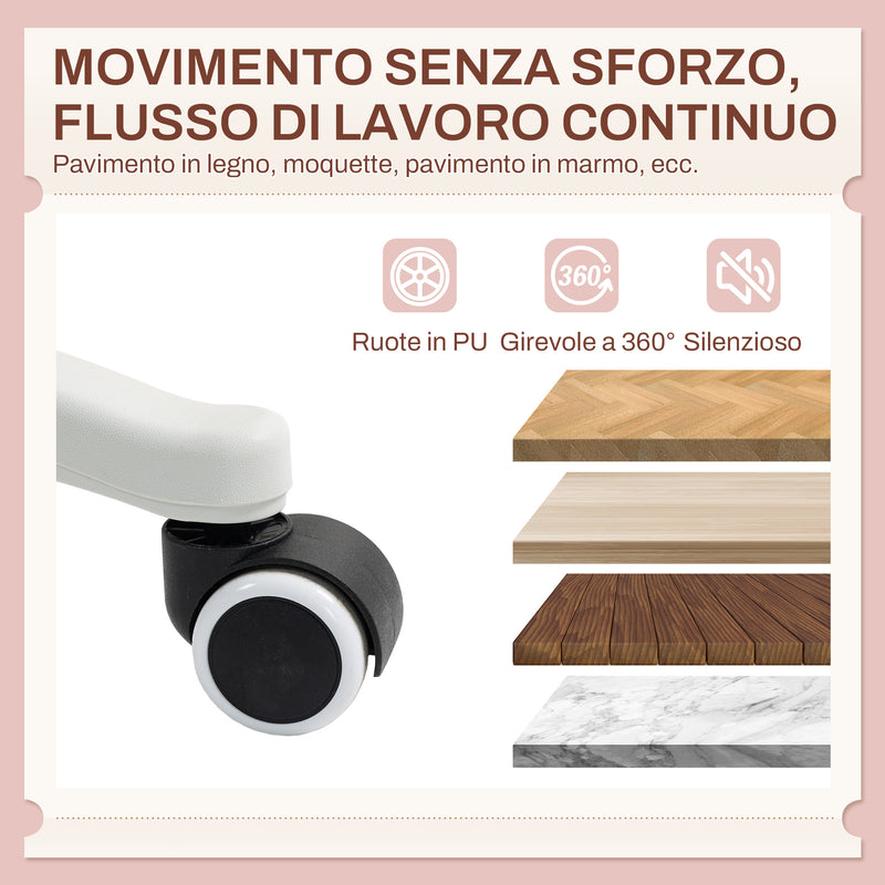 Sedia da Scrivania a Orecchie di Coniglio 53x53x70-84 cm Rivestimento in Pile Teddy Rosa    