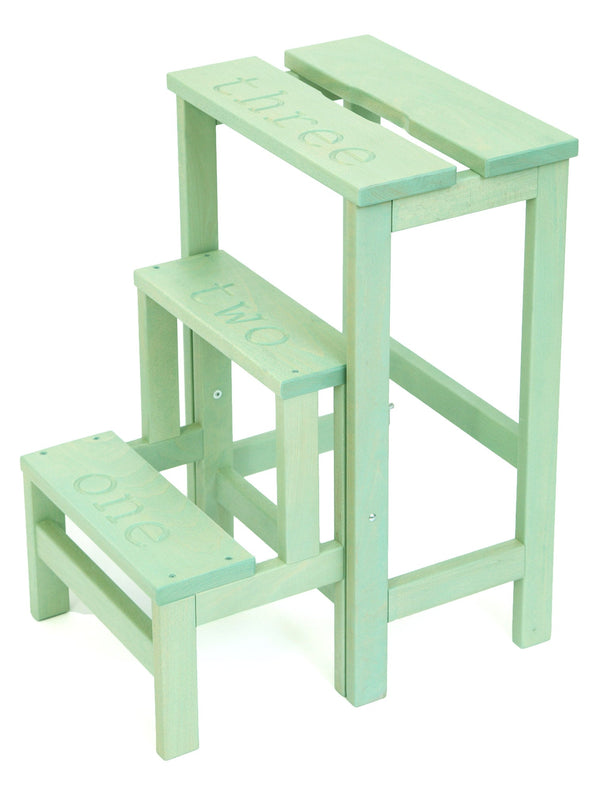 prezzo Sgabello Scaletta 60x40x46 cm in Legno Verde Salvia