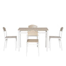 Set da Pranzo Tavolo e 4 Sedie in Metallo e MDF Bianco e Legno 