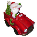 Pupazzo Babbo Natale in Resina 41x31x23 cm con Luci Macchina Rossa