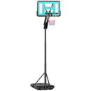Canestro Basket da Esterno Regolabile 146-236 cm con Ruote e Base Riempibile Nero   