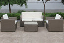 Set Salotto da Giardino in Polyrattan Divano 2 Poltrone e Tavolino Bauer Maiorca Marrone