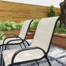 Set 4 Sedie da Giardino 54x71x93 cm Impilabili con Braccioli Curvi in Acciaio e Tessuto Traspirante Beige      