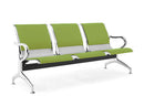Panca per Sala Attesa 3 Posti da Ufficio con Cuscino in Acciaio e Similpelle Argento/Pistacchio