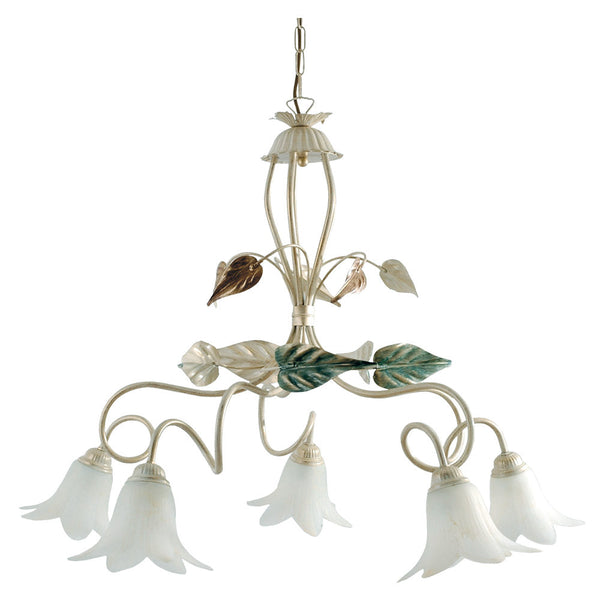 sconto Lampadario 5xE14 Montatura Anticata Vetro Paglierino E-Energy Giorgia