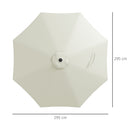 Telo per Ombrellone da Ø295 cm 8 Stecche Palo Centrale o Laterale Resistente all'Acqua Crema  