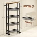 Carrello Cucina 47x13x96,5 cm con 4 Ruote Piano Effetto Legno e Struttura in Metallo Nero      