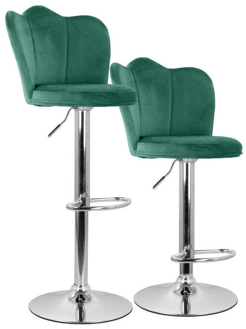 Set 2 Sgabelli 38x38x60/80 cm in Velluto Base Cromata Ottanio