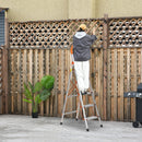 Scala Pieghevole Salvaspazio in Alluminio 5 Gradini  Silver e Arancione