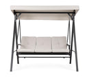 Dondolo da Giardino 3 Posti Schienale Ribaltabile con Cuscini 185x110x163h cm in Acciaio e Poliestere Taurus Grigio Chiaro