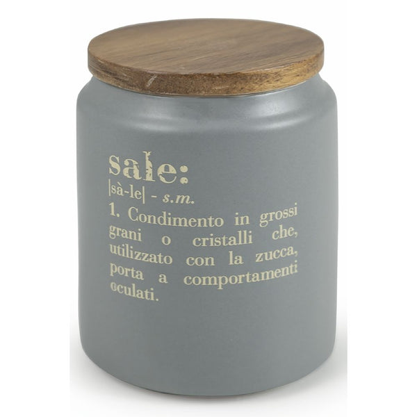 sconto Barattolo Sale con coperchio bamboo 800 ml in Gres VdE Tivoli 1996 Grigio