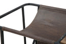 Tavolinetto Porta Giornali Simply 83,5x42x61 cm in Ferro e Legno di Abete e PU Nero e Marrone