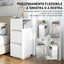 Set di 2 Comodini 25x30x65 cm con 2 Cassetti e Ripiano Aperto Salvaspazio in Legno Bianco      