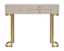 Console Fissa 3 Cassetti Beauty 100x80x40 cm in Legno MDF e Metallo Crema/Oro