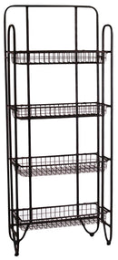 Scaffale per Piante Rettangolare in Metallo 4 Ripiani Marrone