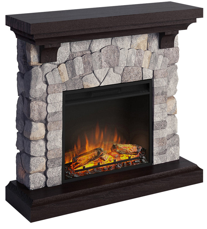 Camino Elettrico da Pavimento Effetto Fiamma 1500W Tagu Reino Roccia Grigio