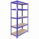 Scaffalatura 5 Ripiani ad Incastro 90x45x180 Piani in MDF Struttura in Acciaio Blu
