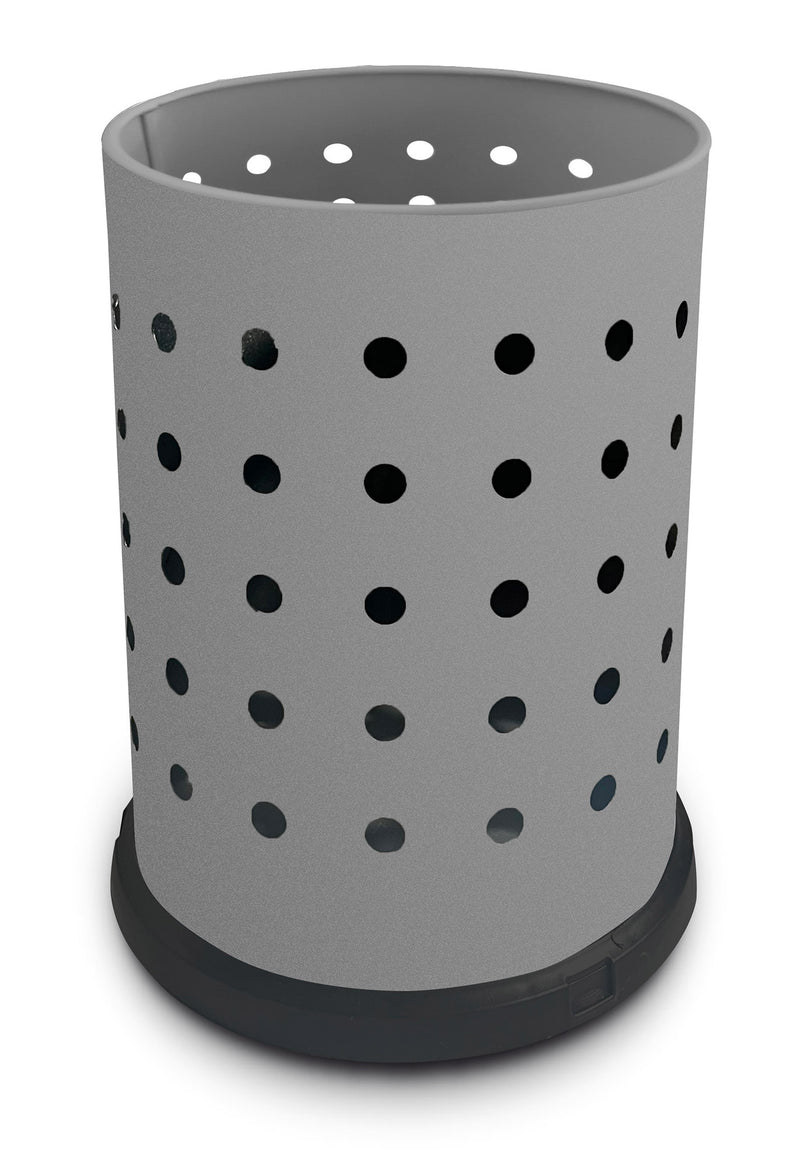 Pattumiera Gettacarte Ø25xh34 cm da Interno in Acciaio Verniciato Traforato Grigio