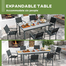 Set Tavolo Allungabile e 6 Sedie Pieghevoli da Giardino  in Alluminio Grigio e Nero