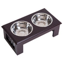 Ciotola per Cani Rialzata 2 Piatti in Acciaio 43,7x24x15 cm  MySup