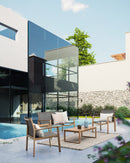 Set Tavolo e 3 Sedie da Giardino in Alluminio Kallen Naturale