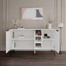 Madia Moderna Credenza 142x83 cm con 3 Ante e Vani a Giorno Zaffiro di Bianco      