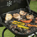 Barbecue a Carbone Carbonella 49x47x83 cm con Coperchio e Ruote in Acciaio Nero      