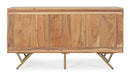Credenza 2 Ante 3 Cassetti 140x40x76 cm in Legno Marrone