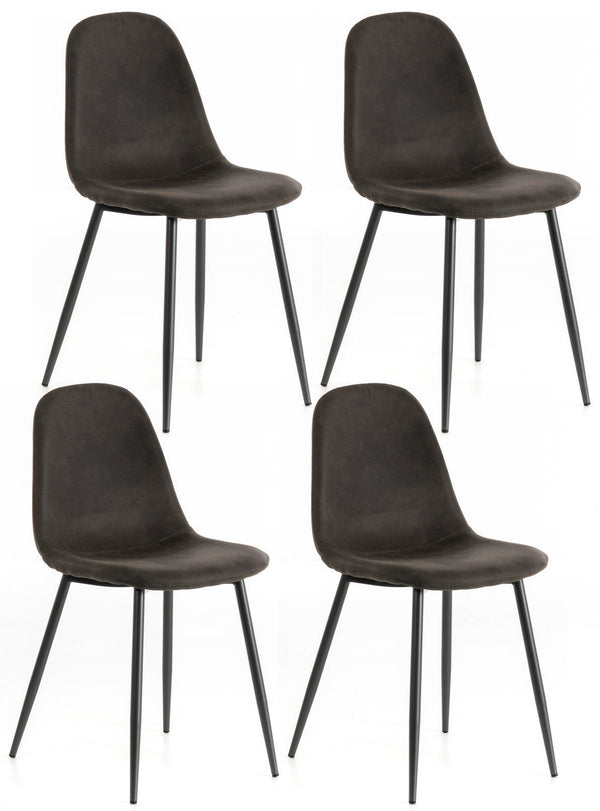 online Set 4 Sedie 44x50xH84 cm in Similpelle Brigitte Grigio Vintage