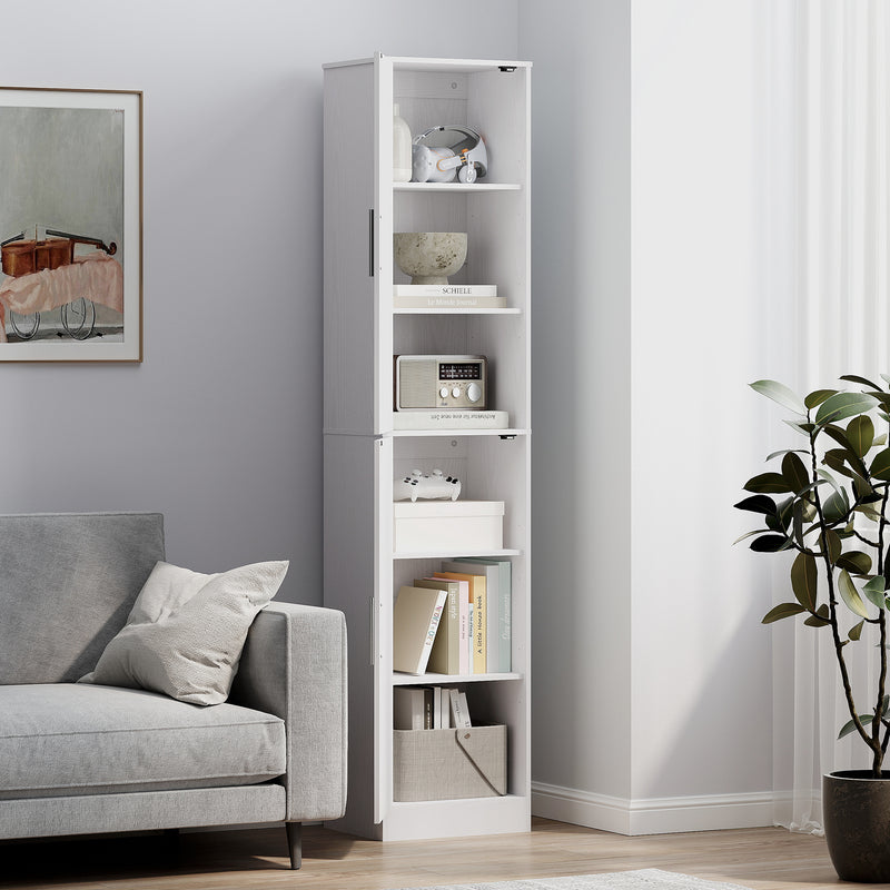 Mobile da Bagno a Colonna 40x35x180 cm con 2 Armadietti in Legno Bianco  