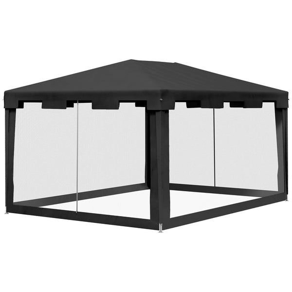 online Gazebo Pieghevole con Zanzariera e 2 Ingressi 4x3m in Metallo e PE Grigio Scuro