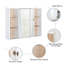 Specchio Armadietto da Bagno Pensile 60x14,5x49,4 cm in MDF e Truciolato Bianco e Legno Naturale