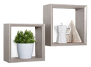 Set 2 Mensole Cubo da Parete Quadrato in Fibra di Legno Ginevra Rovere Grigio New