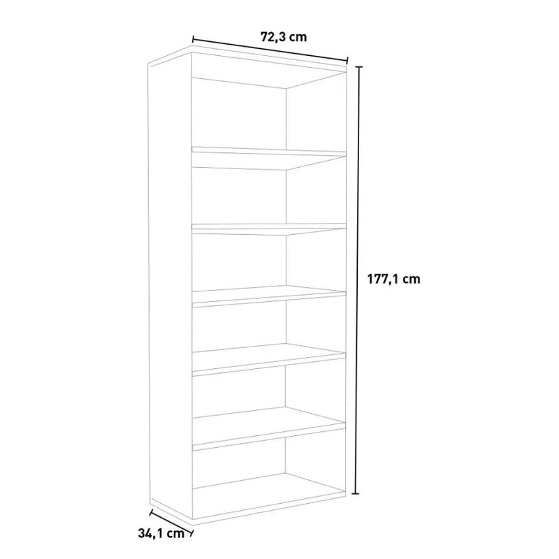 Libreria 6 Ripiani 72,3x34,1x177,1 cm in Truciolare Nobilitato Bianca