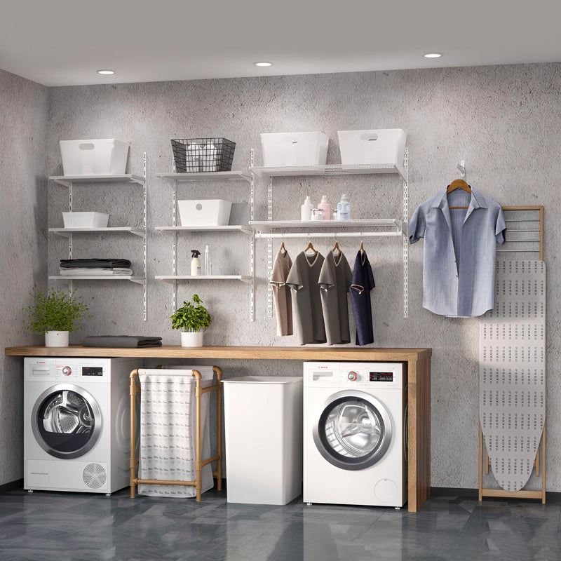 Set 2 Appendiabiti Pieghevoli da Parete 32 cm in Acciaio Emuca Bianco