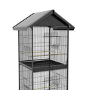 Voliera Gabbia per Uccelli 71,8x71,8x170,2 cm con Vassoi Estraibili in Plastica e Posatoi in Metallo Nero      
