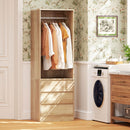 Armadio Guardaroba Aperto con Asta Appendiabiti e 3 Cassetti 60x48,5x185 cm color Teak   