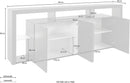 Credenza con 4 Ante e Ripiani in Vetro a Giorno 220x40x80 cm Essential 3A Grigio Antracite Opaco  