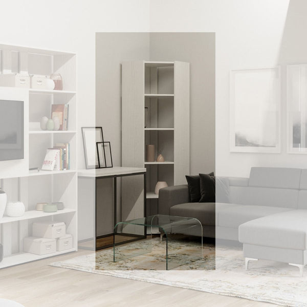 Libreria Angolare Moderna 5 Ripiani 60,3x60,3x205 cm in nobilitato Bianco prezzo