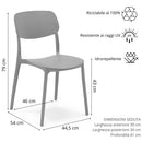 Set 4 Sedie 46x79x54 cm in Polipropilene Elodie Grigio Ice