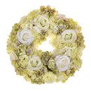 Corona Artificiale con Fiori di Rose e Ortensie 