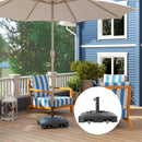 Base per Ombrellone 48x48x32,5 cm a Rotelle e Riempibile con Acqua o Sabbia in HDPE Nero      