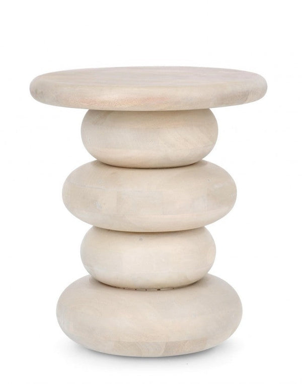 Tavolino Ø 40x45 cm Caffè White in Legno Naturale sconto