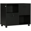 Mobile Ufficio 2 Cassetti 2 Ripiani 80x40x66 cm in Truciolato Nero