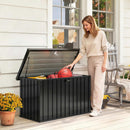 Baule da Esterno 400 L 124x66x72 cm con Serratura e 2 Chiavi in Acciaio Zincato Nero      
