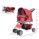 Passeggino per Cani Pieghevole Rosso 75x45x97 cm 