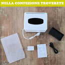 Porta Menu Dispenser Tovaglioli da Tavolo con Presa USB Ricarica Smartphone Asse Bianco