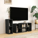 Mobile TV Modulabile 75" Max 134-180x30,5x44 cm con 2 Ripiani a L e Mensola Rettangolare in Legno Nero   