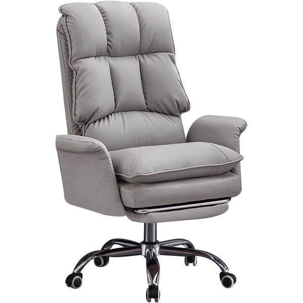 Sedia Poltrona da Ufficio Presidenziale Imbottita con Poggiapiedi Grigio prezzo