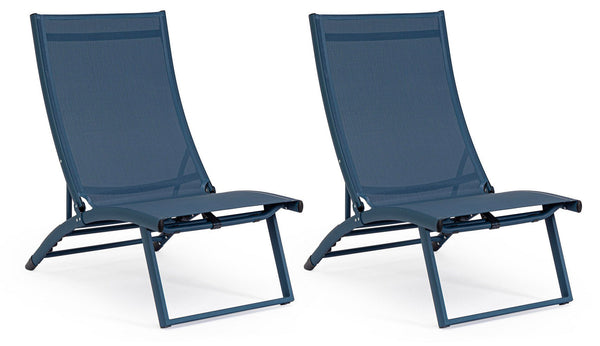 acquista Set 2 Poltrone da Giardino 53x166,5x90 cm in Alluminio Taylor Navy